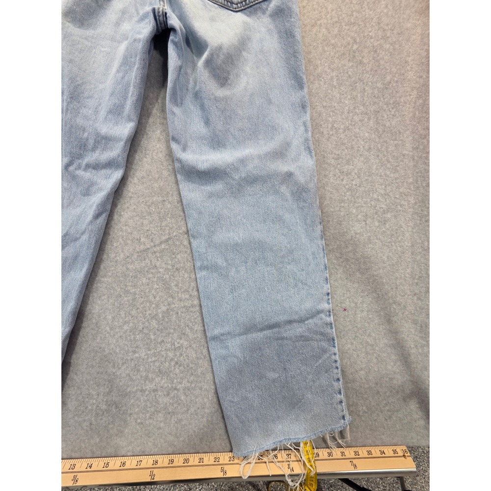 &Denim Wide Leg Ultra High Waist Light Wash Raw Hem Jeans Womens Size 2 - Picture 12 of 15